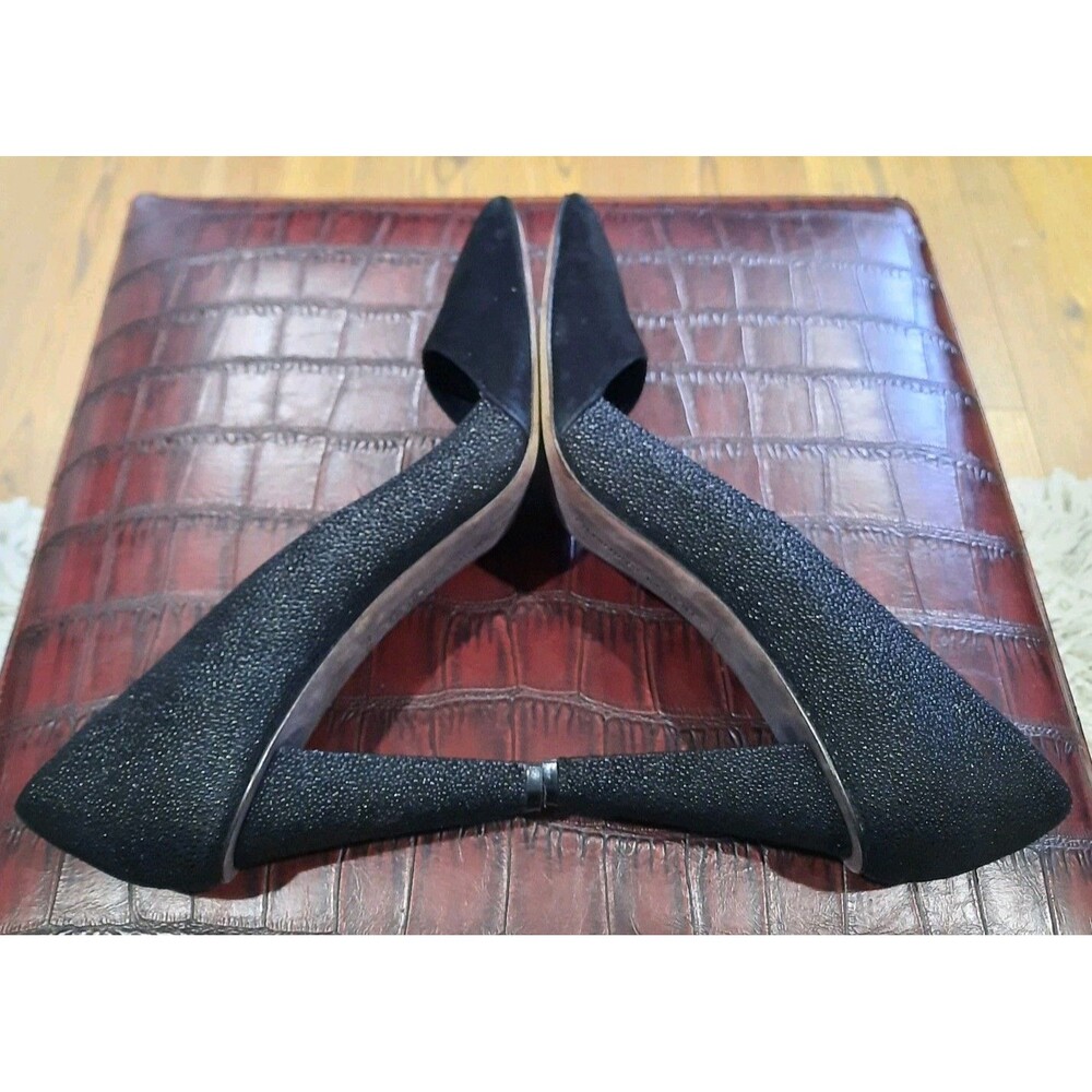 Rebecca Minkoff Abel D’Orsay Pumps | Black Suede & Textured Shagreen Heels Sz 11